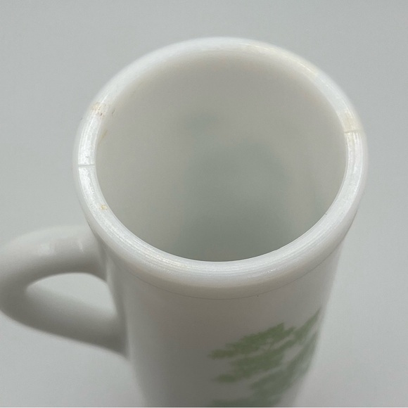 milk glass mug on pedestal green toile design demitasse by Avon cup with handle - Picture 5 of 8